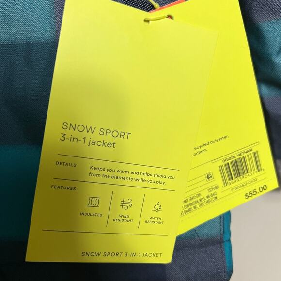 NWT All in Motion Boys Winter Coat Snow Jacket Blue Warmest 3-IN-1 Insulated XS - Picture 4 of 11